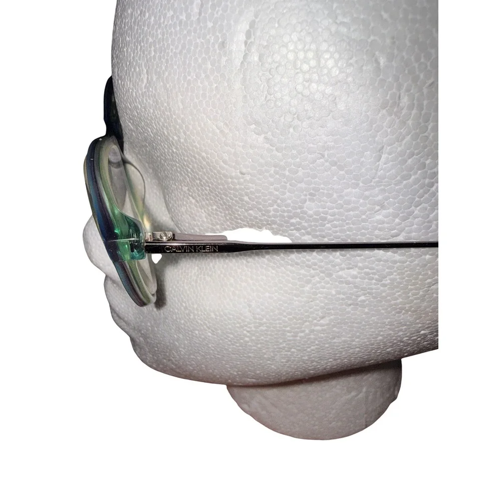 Calvin‎ Klein Womens Teal Blue Eyeglass FRAMES ONLY Metal Temple Frames CK Logo